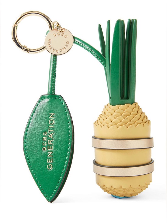 BCBGeneration Accessories - NWT BCBGeneration 3D Pineapple Bag Charm Yellow Green Faux Leather Keychain Gold